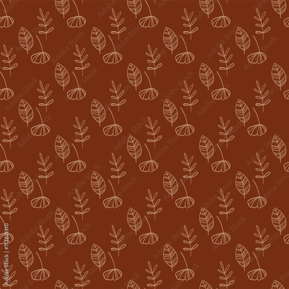 Doodle seamless pattern with flowers and leaves Doodle seamless pattern with flowers and leaves