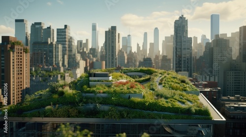 A Green Oasis Surrounded by a Futuristic City, Earth Day
