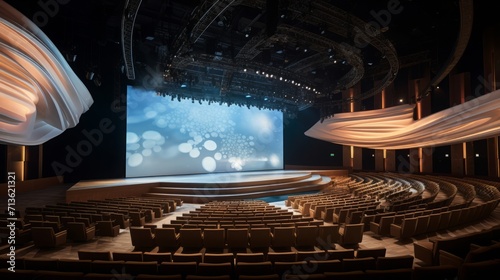 large auditorium in dubai for coporate event, copy space, 16:9
