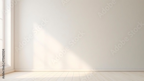 Realistic and minimalist blurred natural light windows, shadow overlay on wall paper texture, abstract background. Minimal abstract light white background for product presentation.