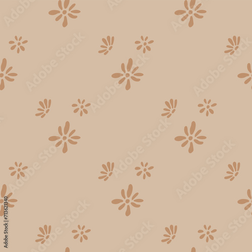 Doodle seamless pattern with flowers and leaves