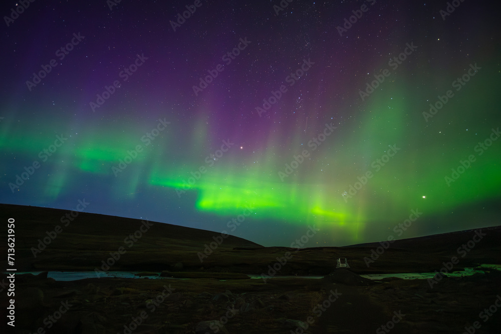 Aurora Borealis near Laugavallalaug, Iceland