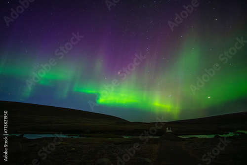 Aurora Borealis near Laugavallalaug, Iceland