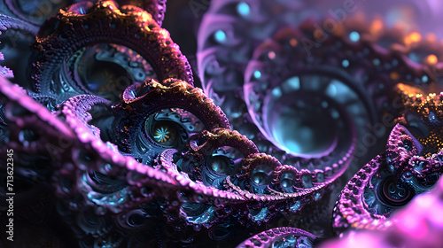 This mesmerizing fractal art captures the vivid hues of violet, magenta, and lilac, exuding a sense of boundless colorfulness