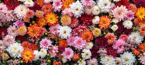 Flowers wall background with amazing red,orange,pink,purple,green