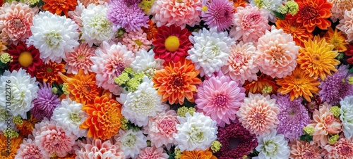 Flowers wall background with amazing red,orange,pink,purple,green © Ibad