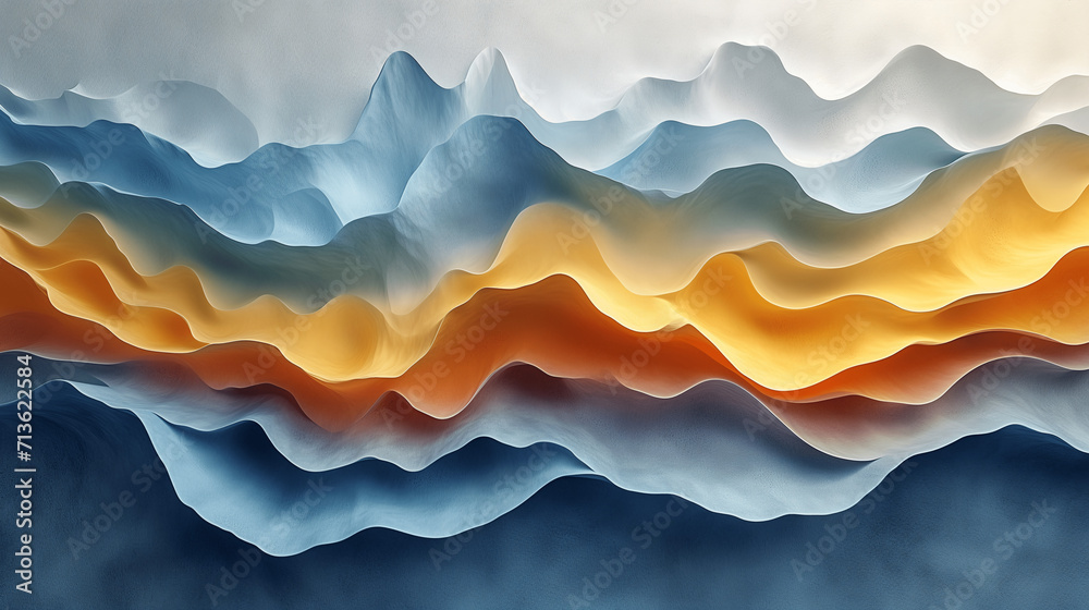 Fototapeta premium Abstract Wavy Layers in Warm and Cool Tones