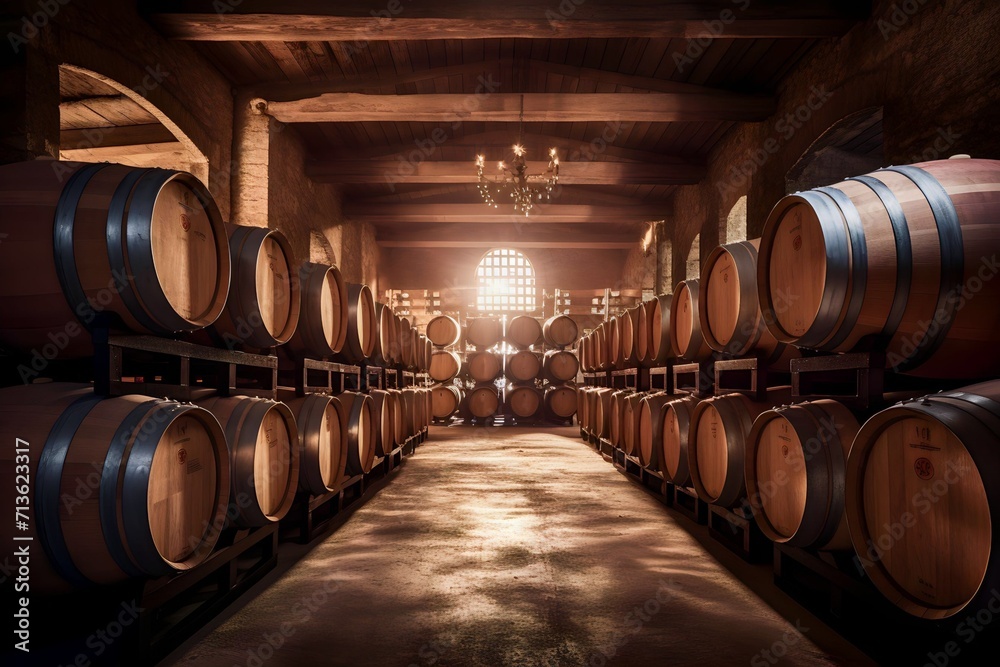 Cellar Wine is stored in wooden barrels