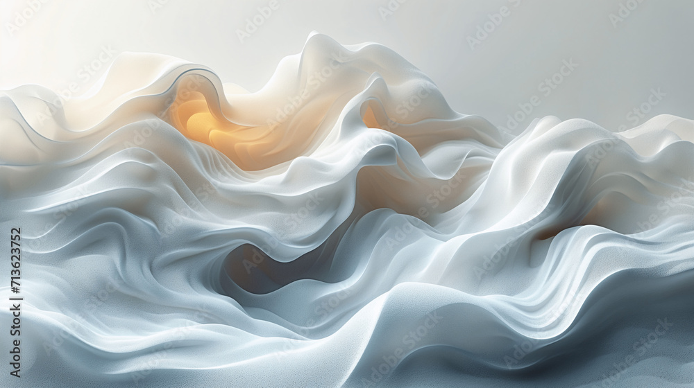 Obraz premium Serene Blue and Cream Wave Abstract