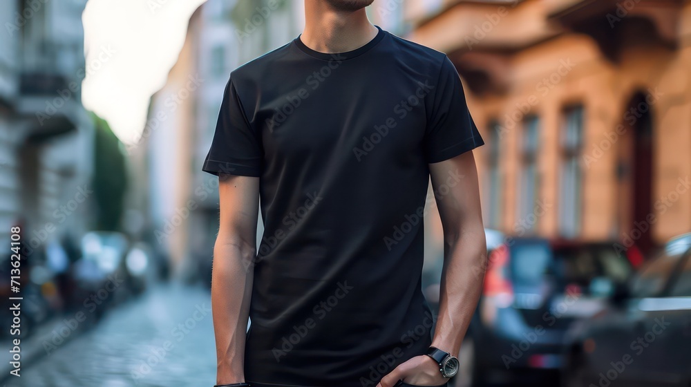 Black T-Shirt With Black Background Black T-Shirt With Black Background