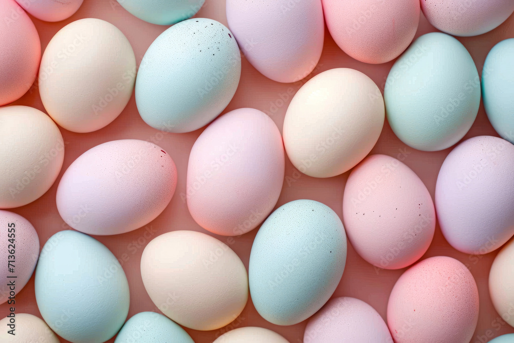 Pastel colored eggs texture flat lay Pastel colored eggs texture flat lay