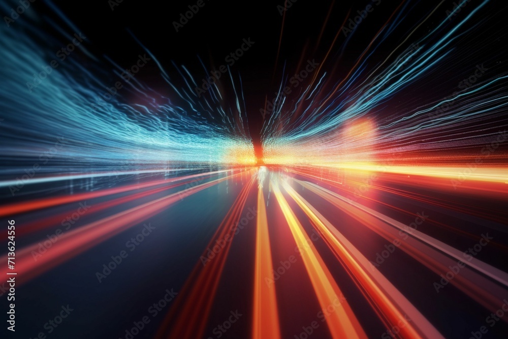 High speed with binary code numbers on motion blurred path or track, speed and faster digital matrix technology information concept. High speed with binary code numbers on motion blurred path or track, speed and faster digital matrix technology information concept.