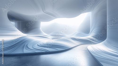 Ethereal Blue Cave with Swirling Patterns