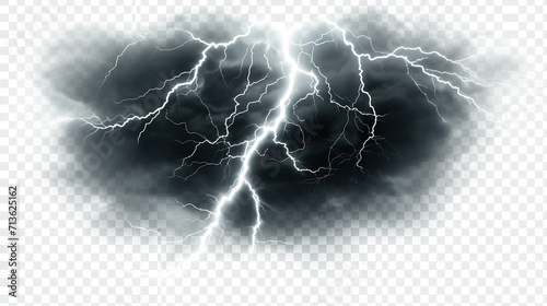 Lightning Strike and Thunder Clipart PNG isolated on Transparent Background photo