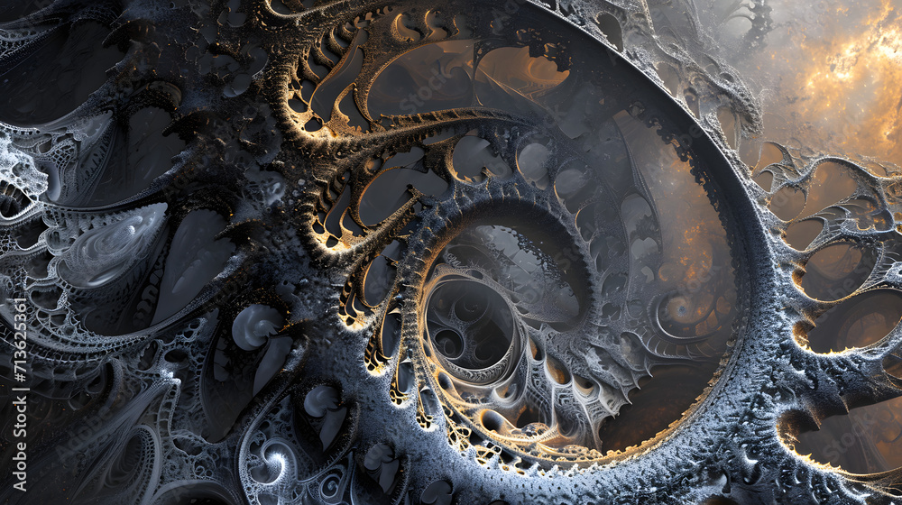 The intricate beauty of a metallic spiral captivates the eye with its artistic expression and mesmerizing curves The intricate beauty of a metallic spiral captivates the eye with its artistic expression and mesmerizing curves