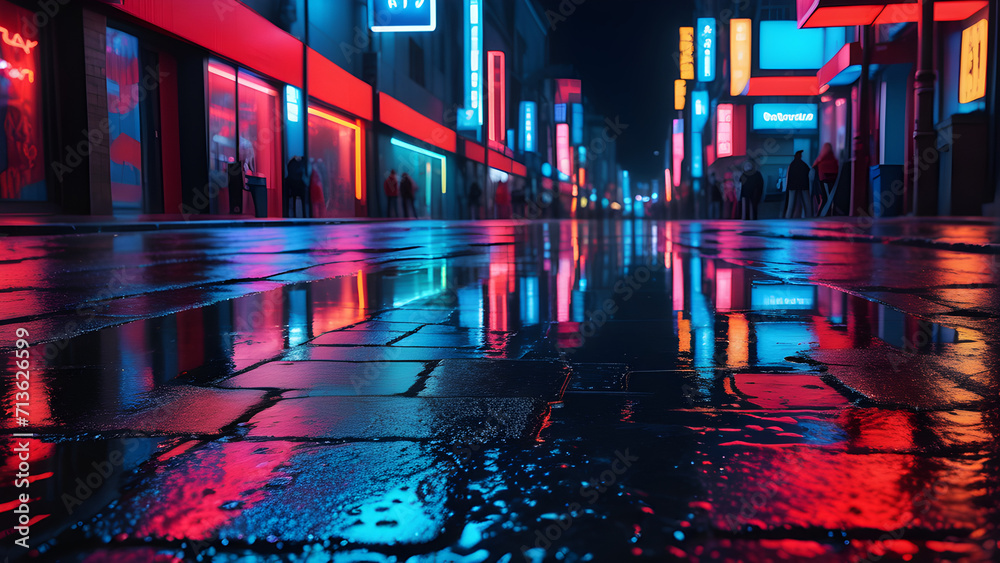 city night with neon lights