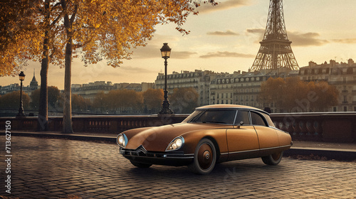 AI-Generated French Luxury Car near the Eiffel Tower in Paris