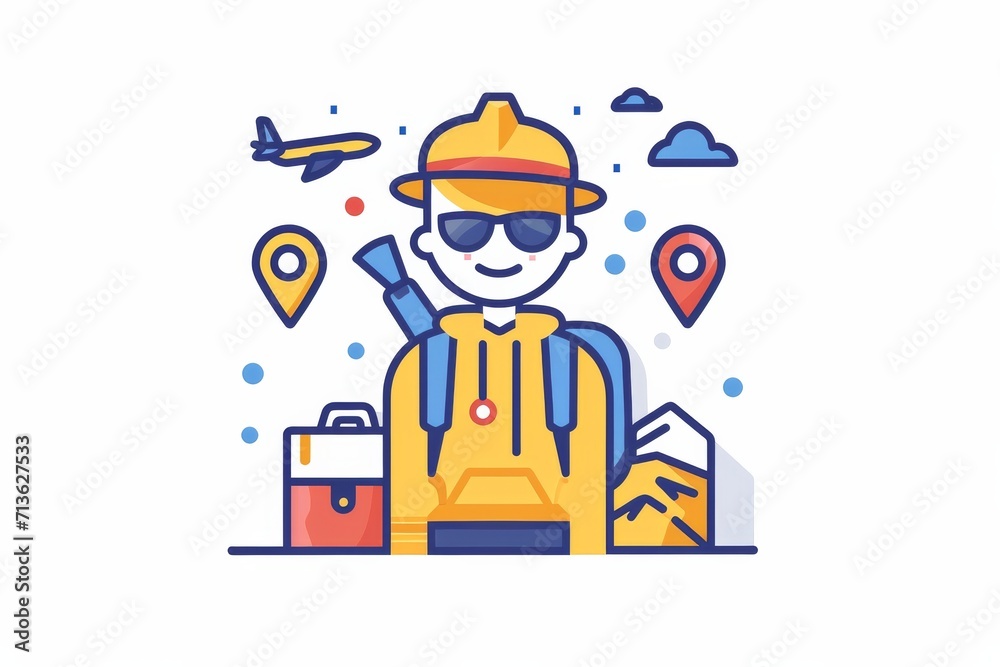 A whimsical cartoon of a stylish man, donning a hat and shades, brought to life through a child's imaginative sketch and transformed into a playful clipart illustration A whimsical cartoon of a stylish man, donning a hat and shades, brought to life through a child's imaginative sketch and transformed into a playful clipart illustration
