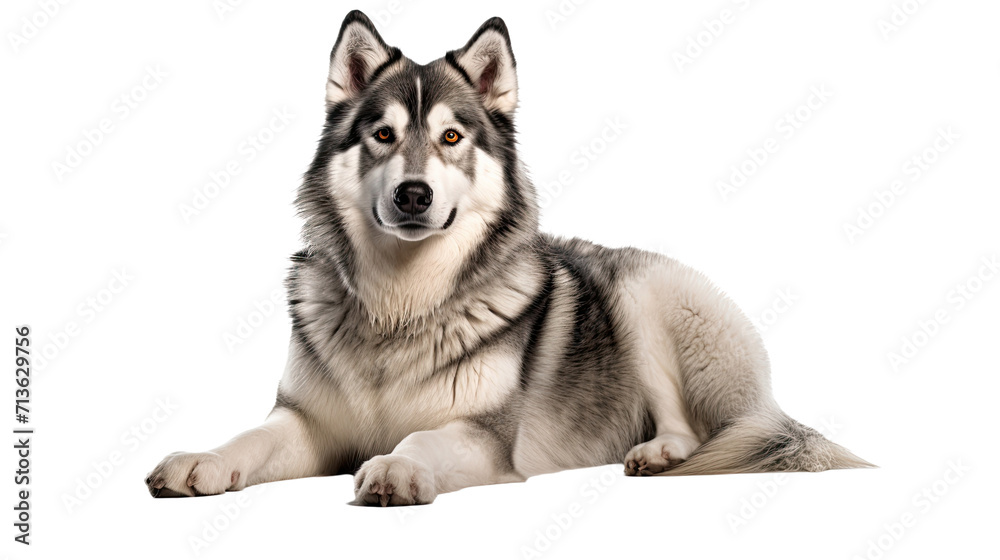 Alaskan Malamute dog isolated on a transparent background
