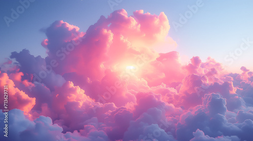 Beautiful blue sky and white cumulus clouds abstract background. Cloudscape background. Blue sky and fluffy white clouds on sunny days. Pink sunset sky and daylight. World Ozone Day. Summer sky photo