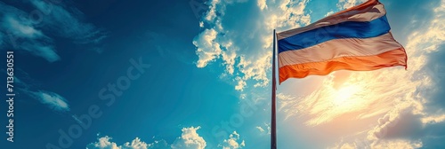 Flag On Thailand Pole Blue Sky, Background Image, Background For Banner, HD