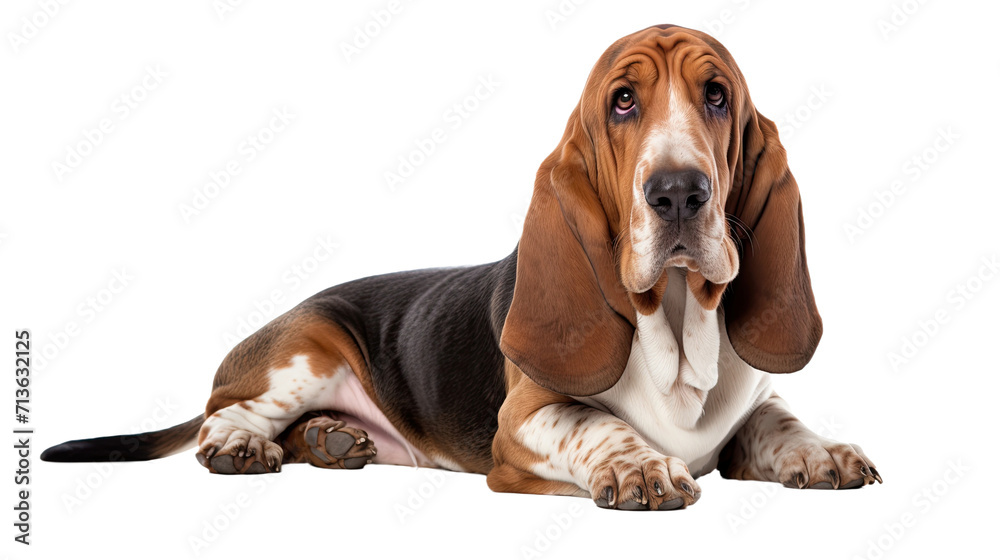 Basset Hound dog isolated on a transparent background