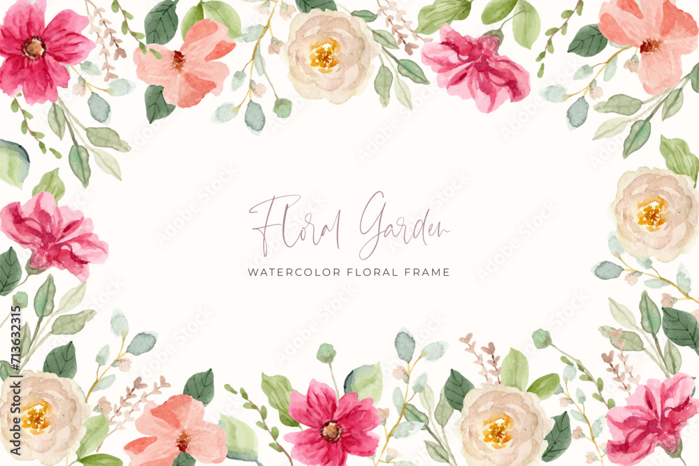 pretty watercolor floral frame