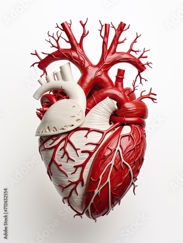 heart  3D render  isolated white background - generative ai