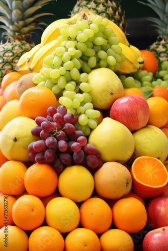 Stack of Various Fruits  Healthy Food Concept for Balanced Diet