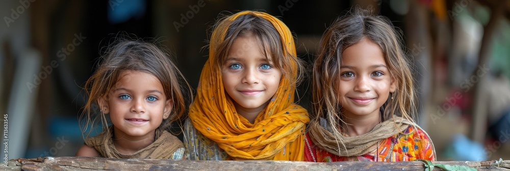 Little Indian Village Girls Boy Proudly, Background Image, Background For Banner, HD