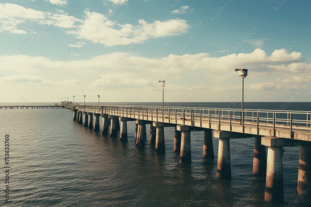 A Majestic Bridge Stretching Across a Vast Clearwater Lake A Majestic Bridge Stretching Across a Vast Clearwater Lake