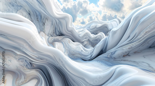 3D rendering of a wave on a marble surface 