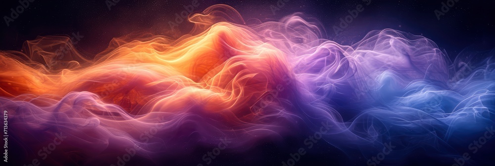 Orange Purple Vibrant Color Gradient Wave On Black, Background Image, Background For Banner, HD