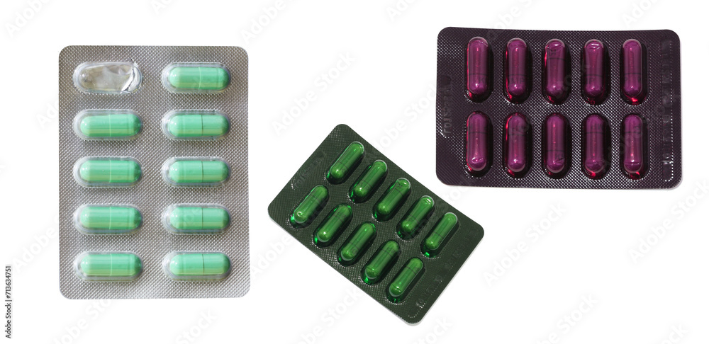Set of medicine pills on white background Set of medicine pills on white background