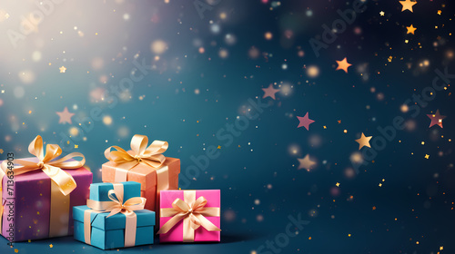 Gift background with copy space for Christmas gifts, holiday or birthday © ma