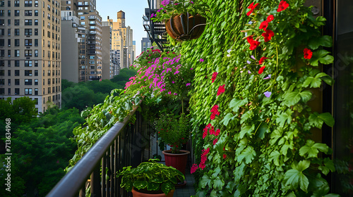 Exuberantes videiras verdes sobem pelas paredes de uma varanda urbana pitoresca suas delicadas folhas balançando na suave brisa photo