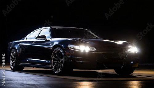 Luxury expensive car parked on dark background