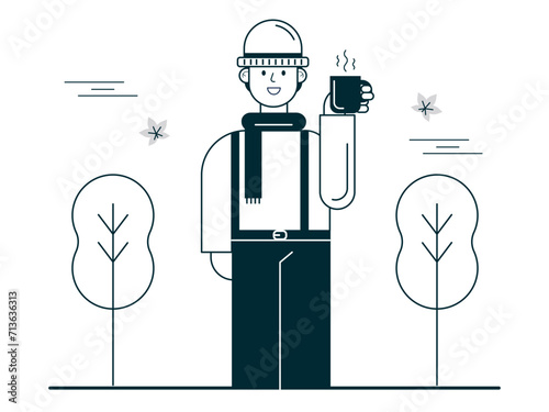 Workers are enjoying coffee break. Coffee time vector illuatrations. photo