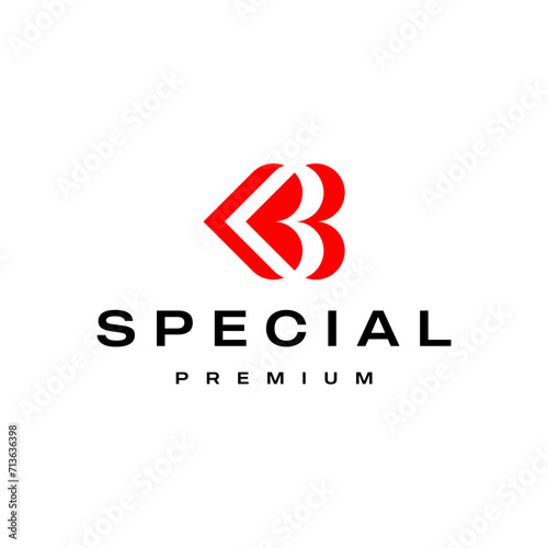B letter love logo vector icon mark