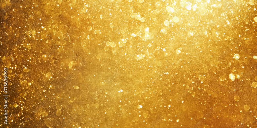 sparkling texture of a gold-colored surface with numerous glints and glistening spots scattered across.