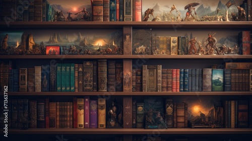 Abundance of Books on Bookshelf on Wooden Floor, World Book Day
