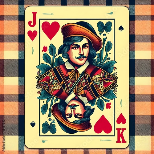 card game j k heart man