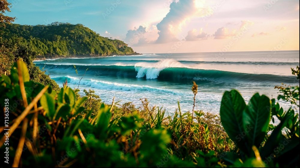 beautiful wave on a tropical island