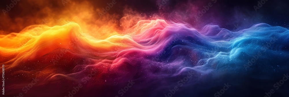 Vibrant Color Gradient Wave Background On Black, Background Image, Background For Banner, HD