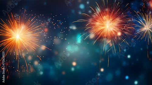 Beautiful fireworks background at night for holiday decoration