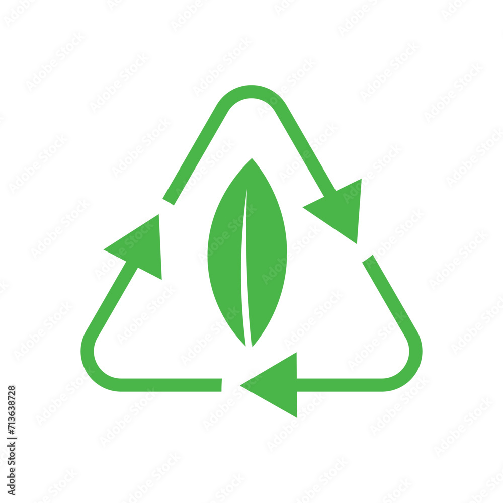 Fototapeta premium Green recycling sign on white background