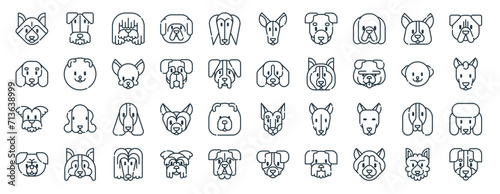 Photo linear pack of dogs line icons