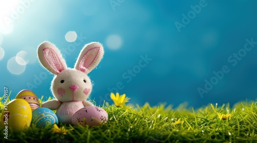 Easter background with colorful egg decorations and ample copy space for text © Matthew