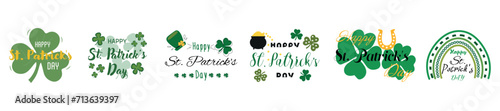 Set of clipart for St. Patrick's Day on white background