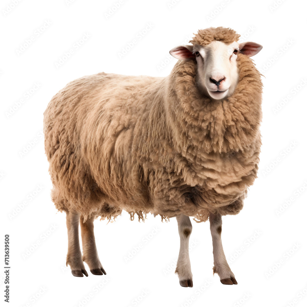 Full body portrait of a sheep isolated on transparent background